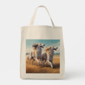 Borzoi Elegant Grocery Tote Bag トートバッグ (裏面)