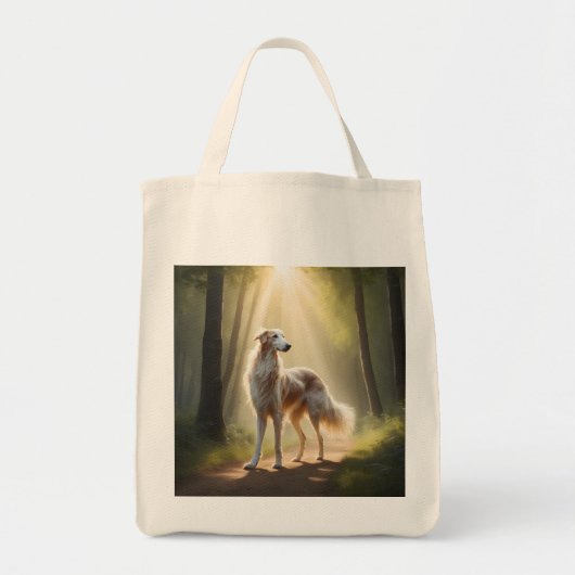 Borzoi Elegant Grocery Tote Bag トートバッグ (正面)