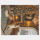 Borzoi Holiday フリースブランケット (正面(横))