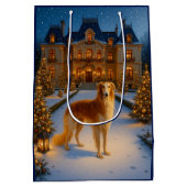 Borzoi Holiday Card ミディアムペーパーバッグ (裏面)