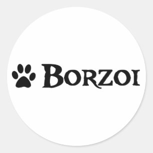 Borzoi(pawprint付き海賊スタイル) ラウンドシール