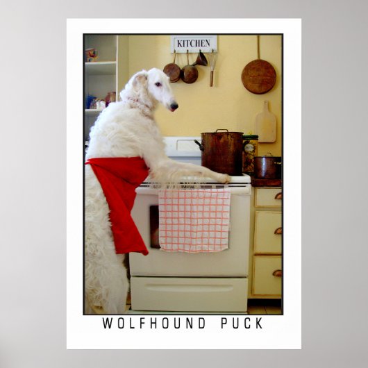 Borzoi Russian Wolfhound "Wolfhound Puck" Dog ポスター (正面)