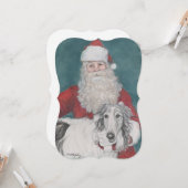 Borzoi & Santa Dog Artクリスマスカード カード (正面/裏面インサイチュ)