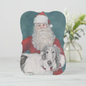 Borzoi & Santa Dog Artクリスマスカード カード (スタンド正面)