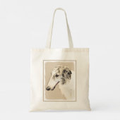 Borzoi (Silver Brindle) Painting Original Dog Art トートバッグ (裏面)