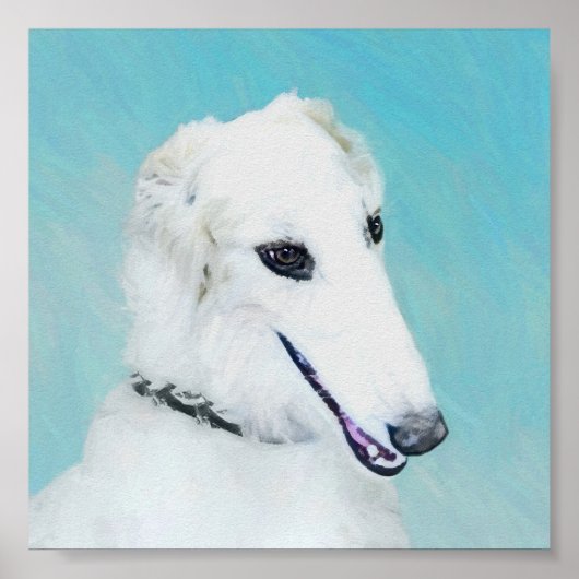 Borzoi (White) Painting - Cute Original Dog Art ポスター (正面)