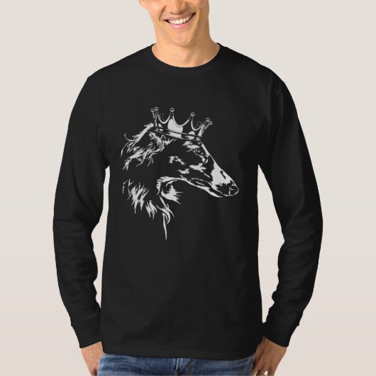 Borzoi with crown dog greyhound dog mom tシャツ (正面)