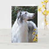 Borzoi Wolfhoundロシアの Dog Artフォトカード カード (黄色い花)