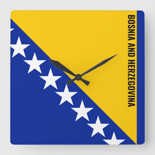 Bosnia and Herzegovina Flag Dazzling Patriotic スクエア壁時計 (正面)
