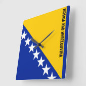 Bosnia and Herzegovina Flag Dazzling Patriotic スクエア壁時計 (傾斜)