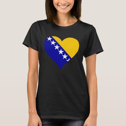 Bosnia and Herzegovina Flag Heart Love Tシャツ (正面)