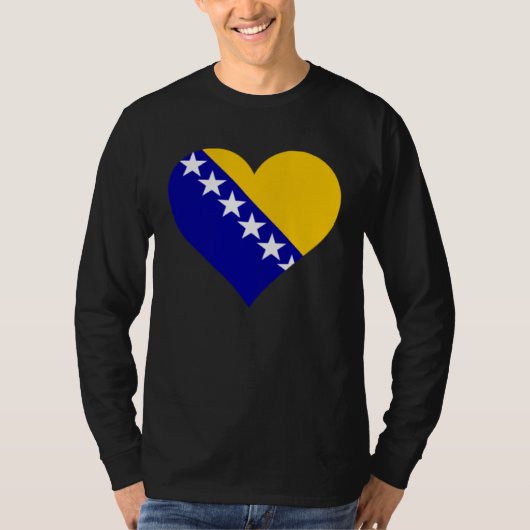 Bosnia and Herzegovina Flag Heart Love Tシャツ (正面)