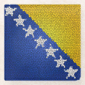 Bosnia and Herzegovina Flag Patriotic Design ガラスコースター (正面)