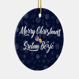 Bosnia and Herzegovina USA Bilingual Christmas セラミックオーナメント