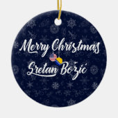 Bosnia and Herzegovina USA Bilingual Christmas セラミックオーナメント (正面)