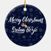 Bosnia and Herzegovina USA Bilingual Christmas セラミックオーナメント (裏面)