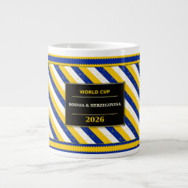 Bosnia Herzegovina Football Fan Flag Colors Stripe ジャンボコーヒーマグカップ
