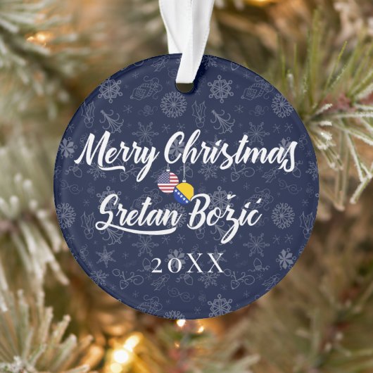 Bosnian American With Custom Year Bilingual オーナメント (ツリー)