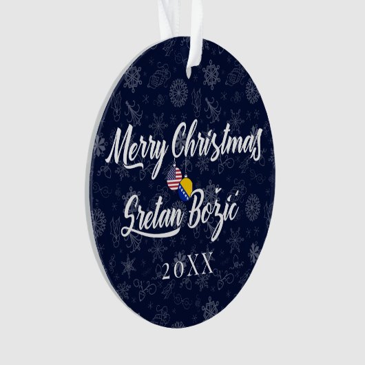 Bosnian American With Custom Year Bilingual オーナメント (正面)