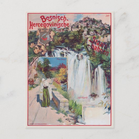 Bosnisch-Hercegovinische Staatsbahnenポスター1901 ポストカード (正面)