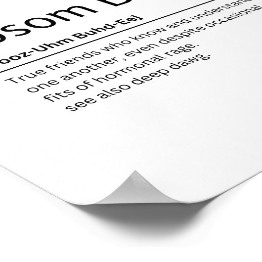 Bosom Buddy辞書定義おもしろい引用文アート ポスター (角)