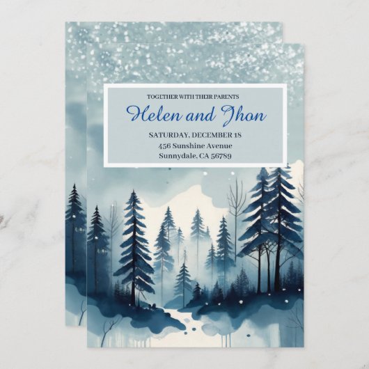  Bosque con nieve 招待状 (正面/裏面)