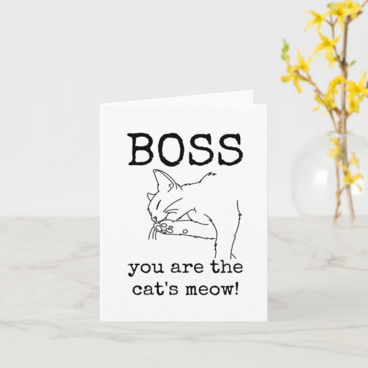 Boss Appreciation Card, Funny, Cute, Cat カード (黄色い花)