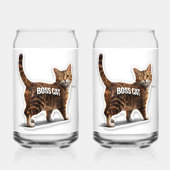 Boss cat winking tabby bear can ガラス缶 (正面)
