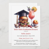 Boss Chick Graduation Brunch & BBQ 招待状 (正面/裏面)