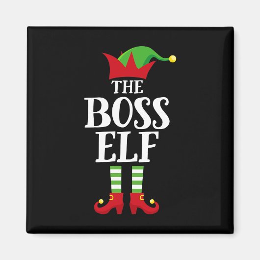 Boss Elf Family Matching Christmas Group Elf Pajam マグネット (正面)