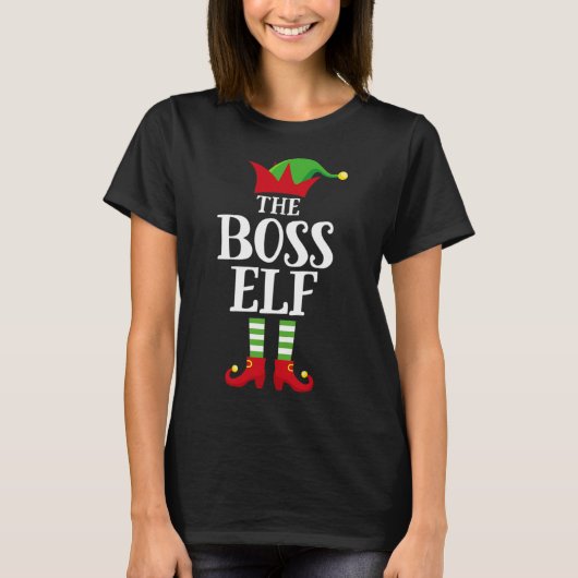Boss Elf Family Matching Christmas Group Elf Pajam Tシャツ (正面)