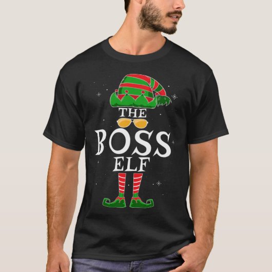 Boss Elf Group Matching Family Christmas Work Tシャツ (正面)