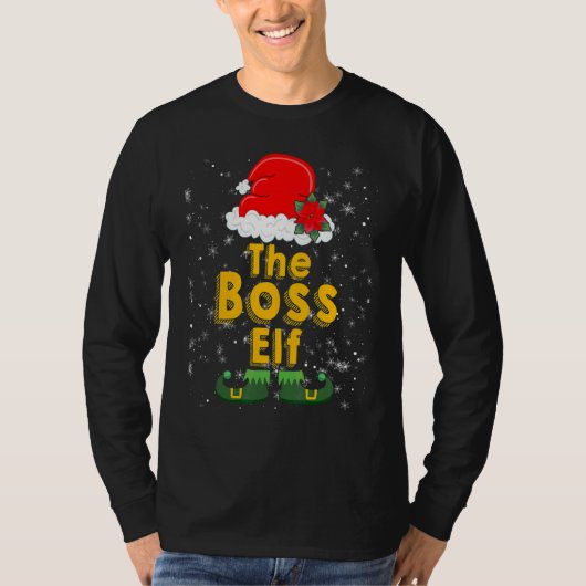 Boss Elf Lights Matching Family Christmas Party Pa Tシャツ (正面)