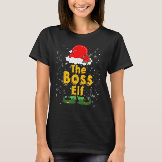 Boss Elf Lights Matching Family Christmas Party Pa Tシャツ (正面)