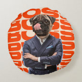 Boss headed by dog head standing with hands crosse ラウンドクッション (裏面)
