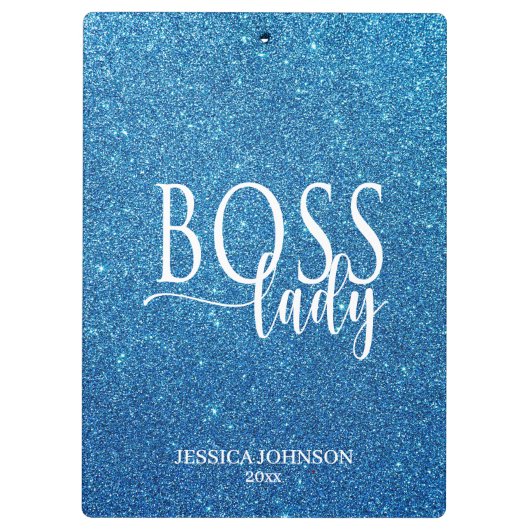 Boss Lady Blue Sparkle and White Script クリップボード (裏面)