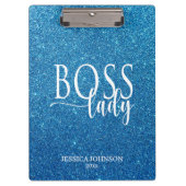 Boss Lady Blue Sparkle and White Script クリップボード (正面)