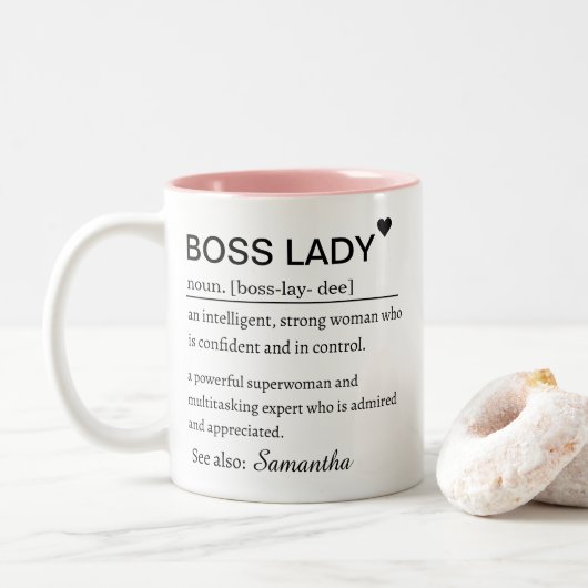 Boss Lady Definition Personalized Name  ツートーンマグカップ (ドーナツ)