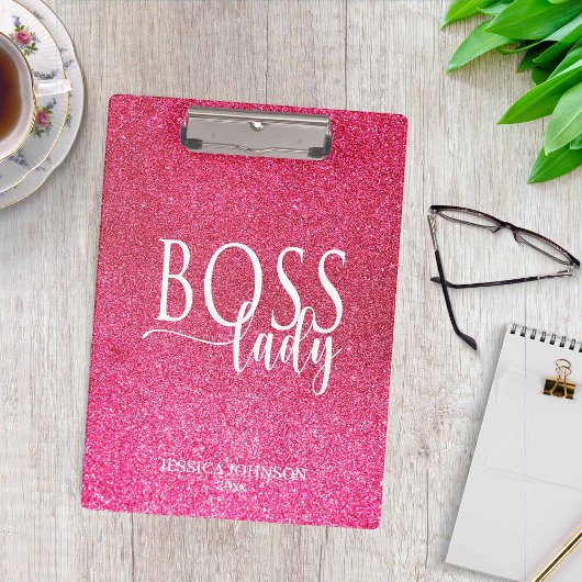 Boss Lady Pink Sparkle and White Script クリップボード