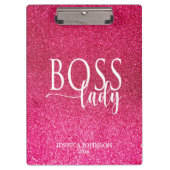 Boss Lady Pink Sparkle and White Script クリップボード (正面)