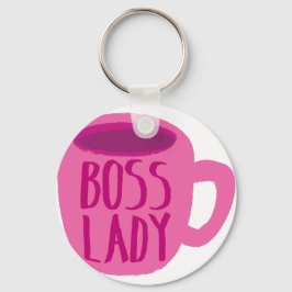 BOSS lady with a pink coffee cup キーホルダー