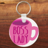 BOSS lady with a pink coffee cup キーホルダー (正面)