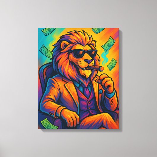 Boss Lion | Cool Rich Animal Artwork キャンバスプリント (正面)