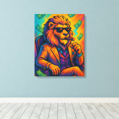 Boss Lion | Cool Rich Animal Artwork キャンバスプリント (インサイチュ (ウッドフロア))