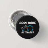 Boss Mode Activated Gamer 缶バッジ (正面&裏面)