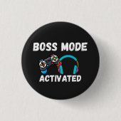 Boss Mode Activated Gamer  缶バッジ (正面)