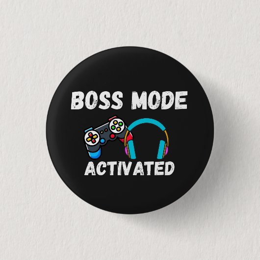 Boss Mode Activated Gamer 缶バッジ (正面)