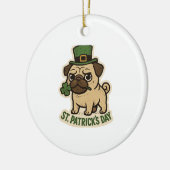 Boss Pug Leprechaun Hat St.Patrick's Day セラミックオーナメント (左)