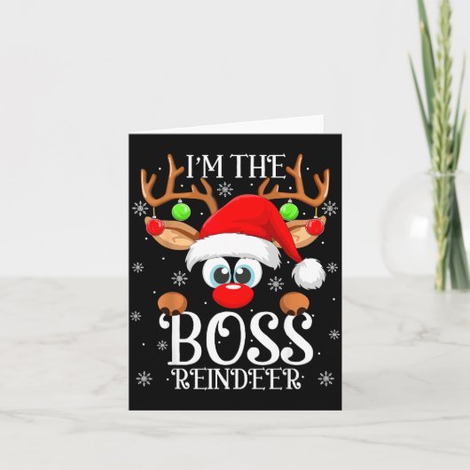 Boss Reindeer Christmas Family Matching Group Funn カード (正面)