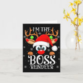 Boss Reindeer Christmas Family Matching Group Funn カード (黄色い花)